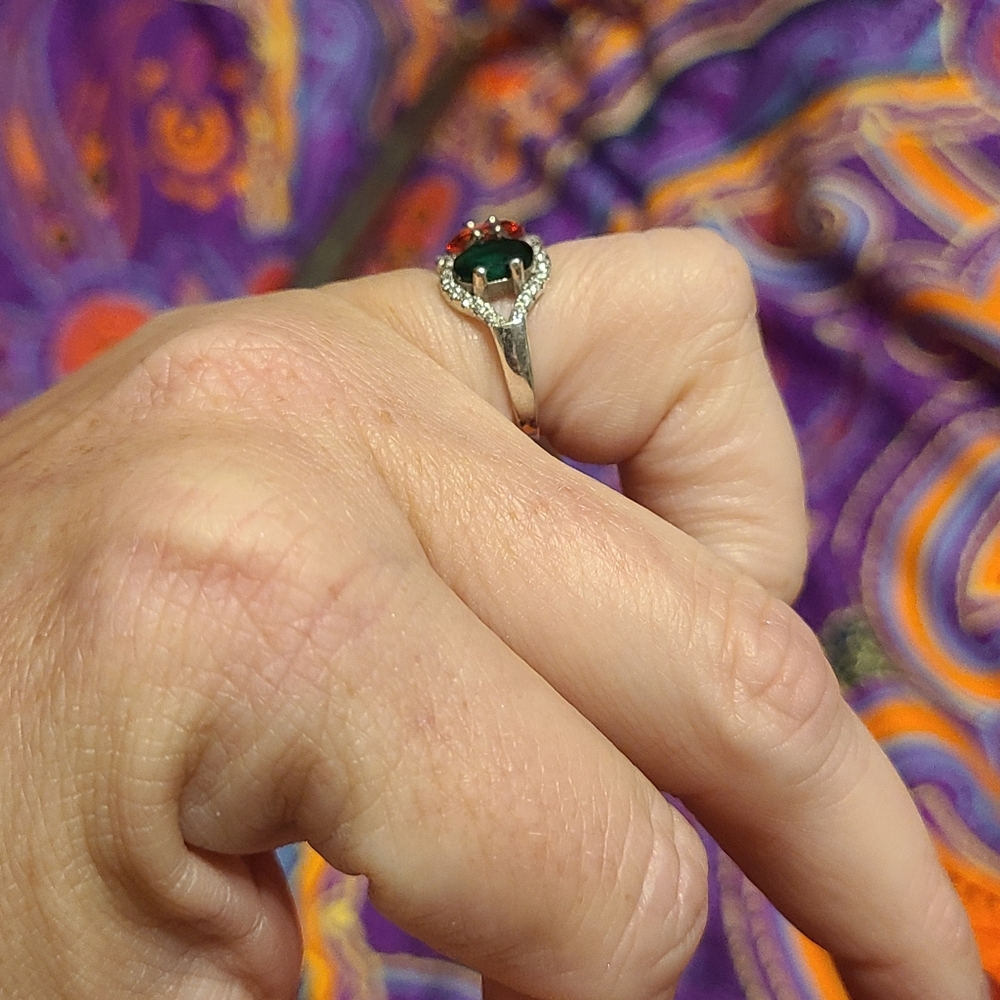 3 Stone Ruby, Emerald, Sapphire Ring - image 3